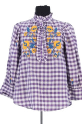 Blouse Antik Batik Violet en Coton, taille L - Seconde Main