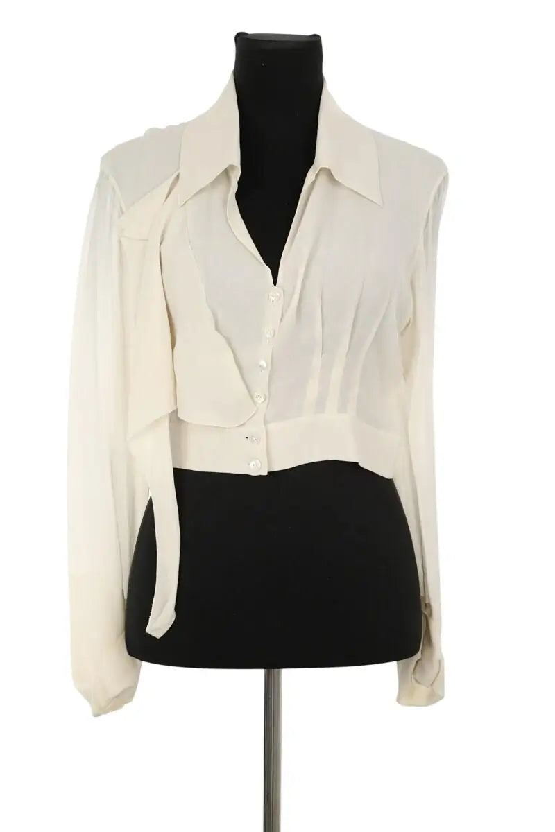 Blouse Chanel Beige en Soie, taille L - Seconde Main