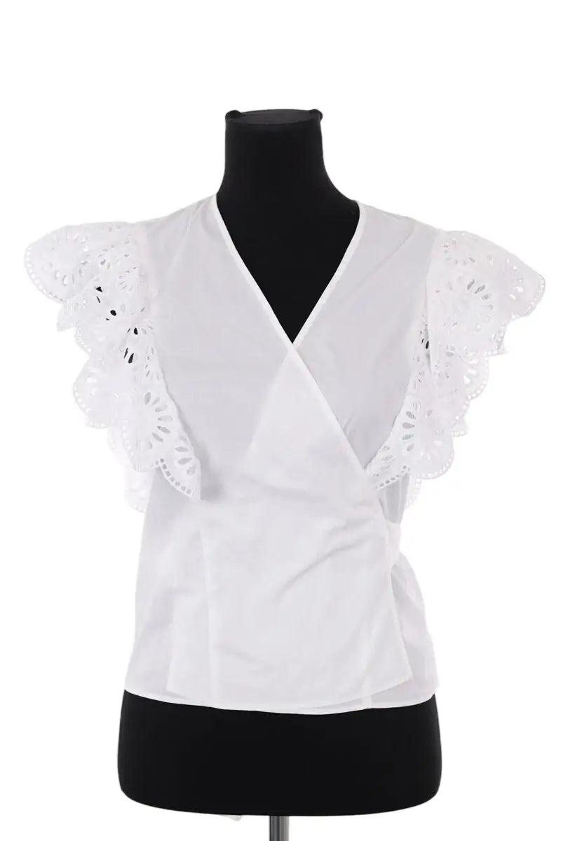 Blouse Claudie Pierlot Blanc en Coton, taille M - Seconde Main