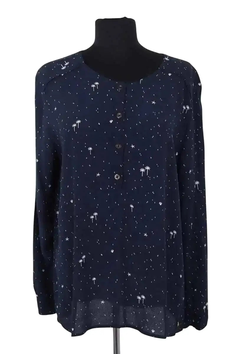 Blouse Des Petits Hauts Marine en Viscose, taille M - Seconde Main