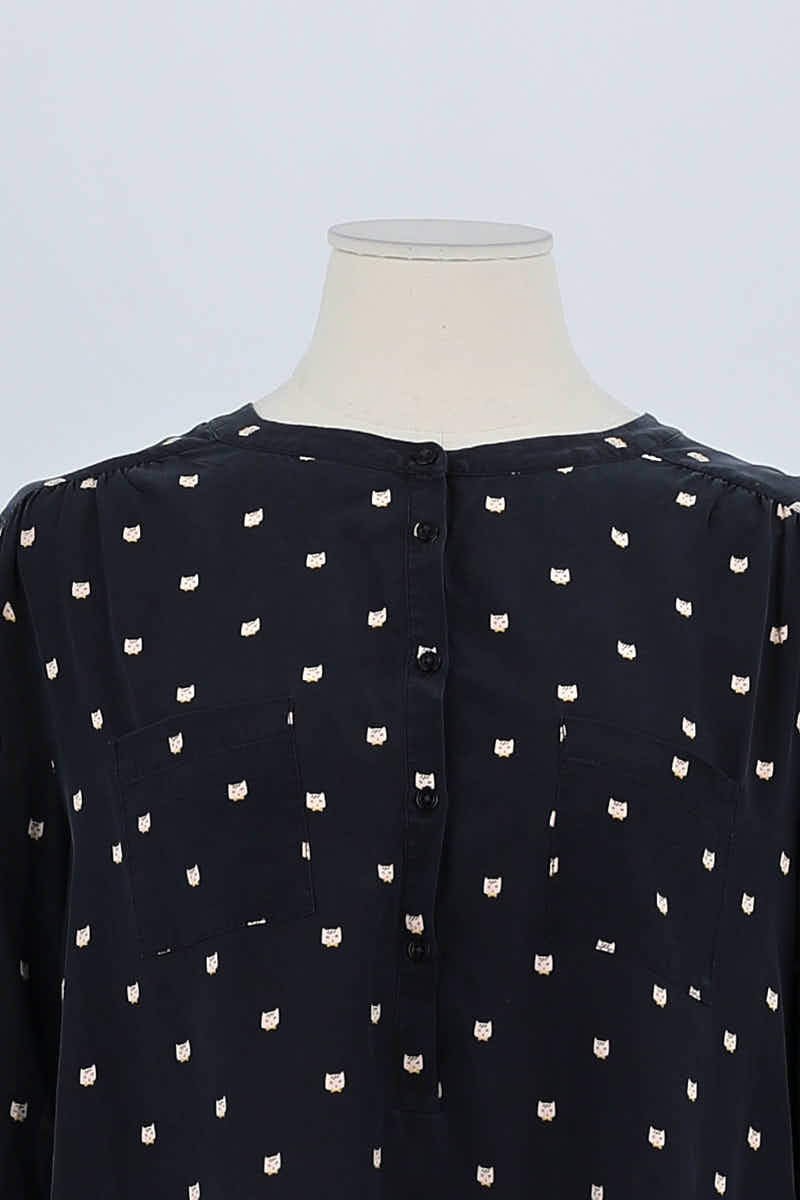 Blouse Des Petits Hauts Noir en Soie