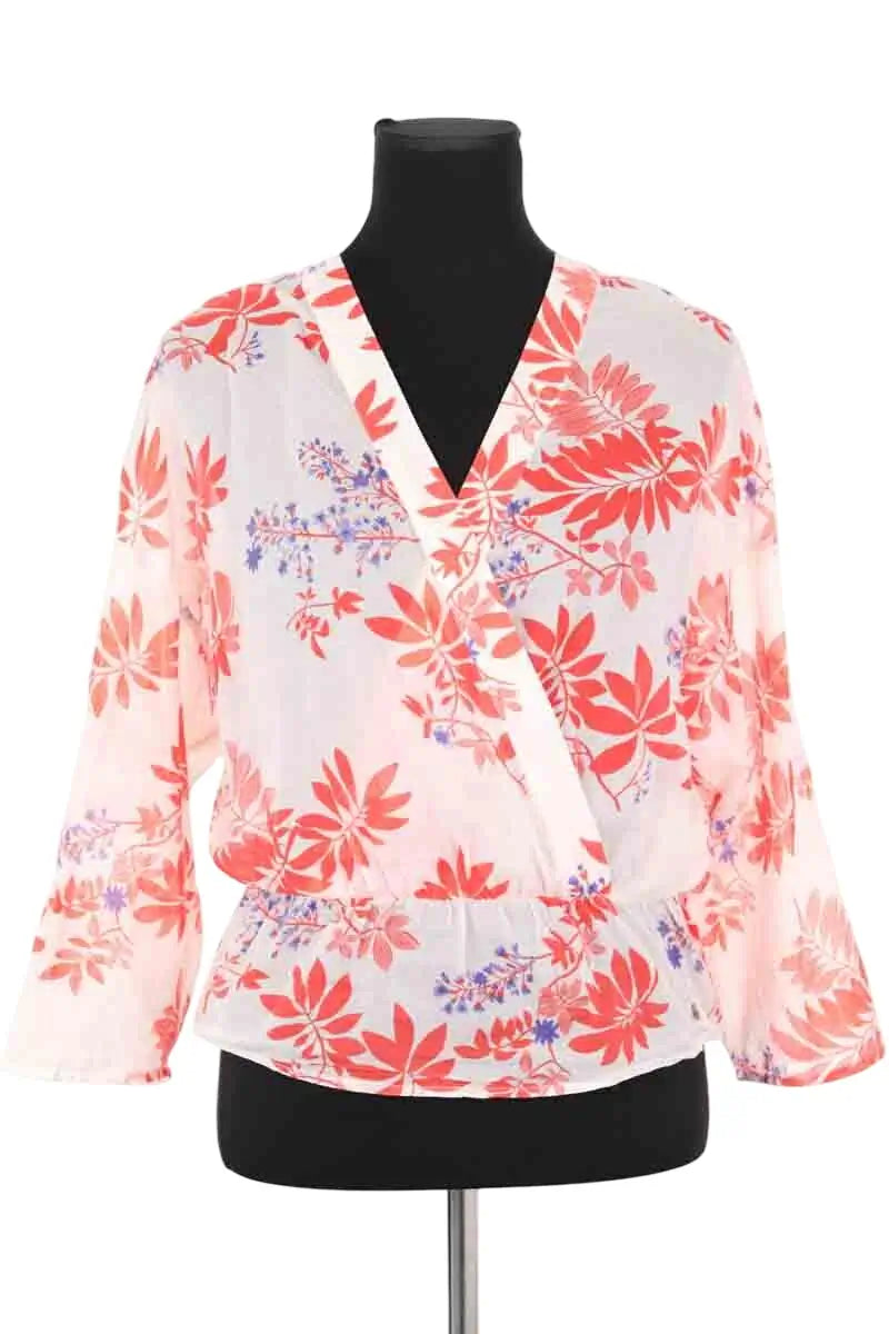 Blouse Des Petits Hauts Rico Orange en Coton, taille S - Seconde Main