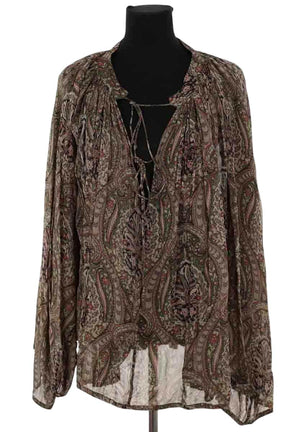 Blouse Laurence Bras Kaki en Viscose, taille XS - Seconde Main