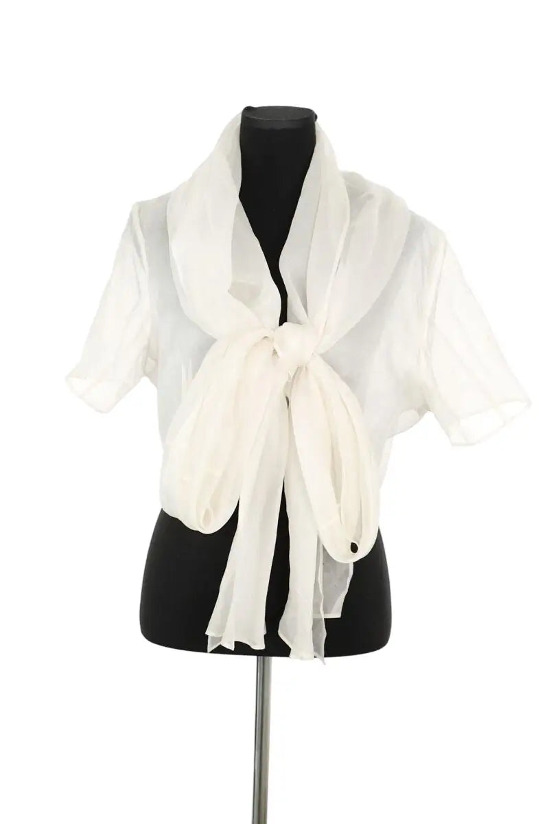 Blouse Marella Blanc en Soie, taille XXL - Seconde Main