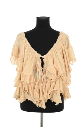 Blouse Mes Demoiselles Iris Beige en Coton, taille S - Seconde Main
