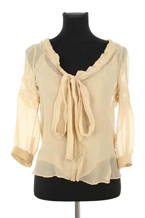 Blouse Prada Beige en Synthétique, taille L - Seconde Main