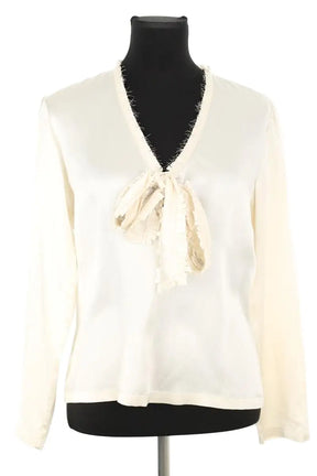 Blouse Saint Laurent Ecru en Soie, taille M - Seconde Main