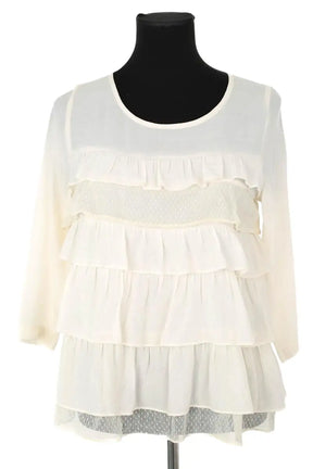 Blouse Sandro Blanc en Polyester, taille L - Seconde Main