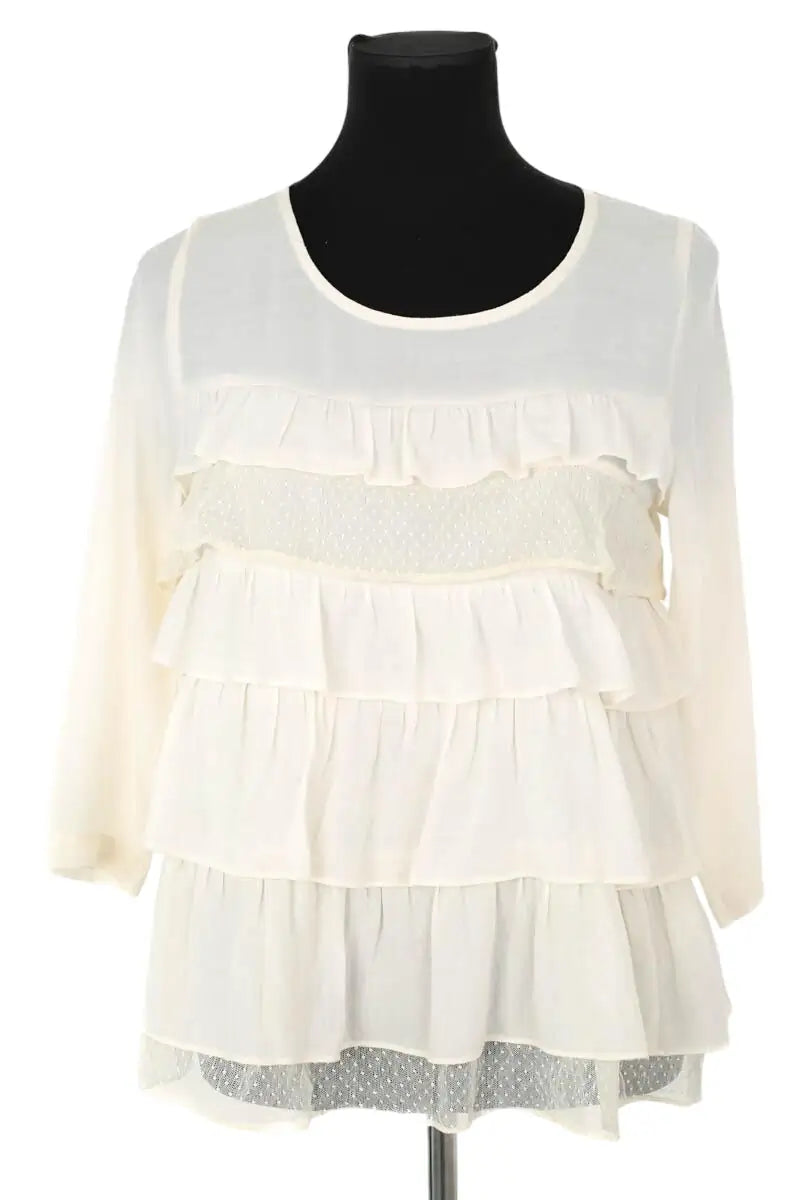 Blouse Sandro Blanc en Polyester, taille L - Seconde Main