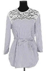 Blouse Sandro Bleu en Coton, taille L - Seconde Main