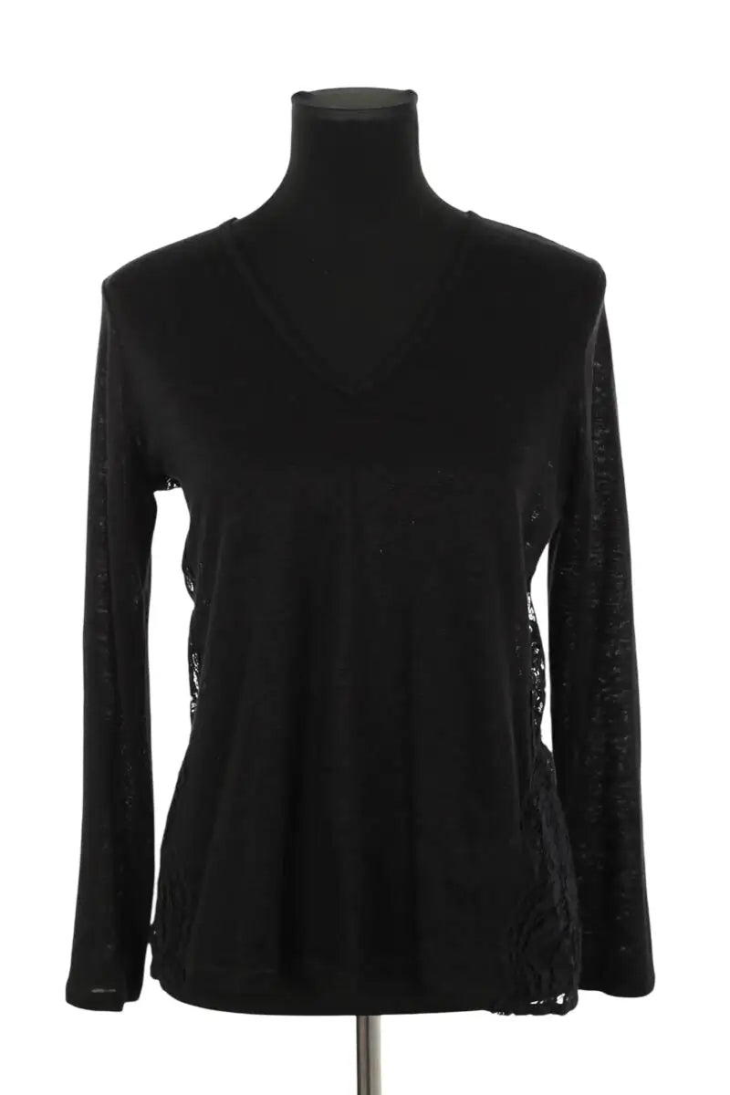 Blouse Sandro Noir en Lin, taille M - Seconde Main