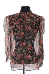 Blouse Sandro Noir en Soie, taille S - Seconde Main