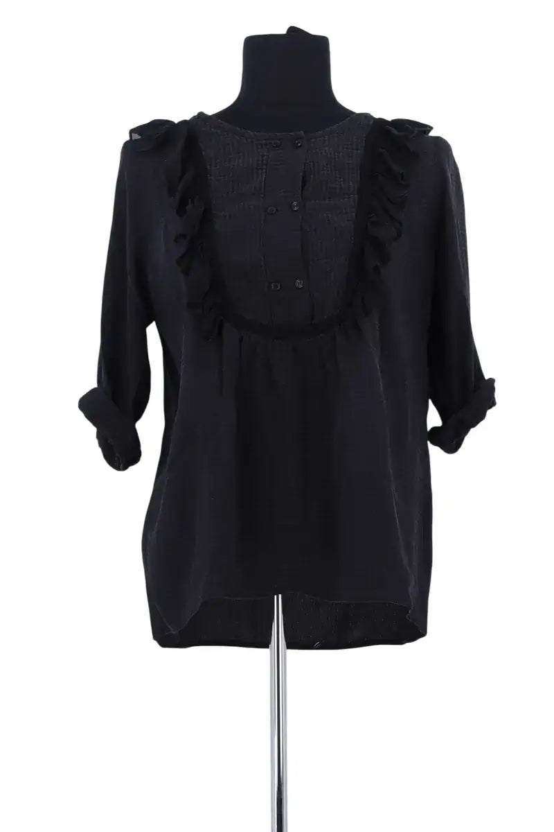 Blouse Sandro Noir en Synthétique, taille M - Seconde Main