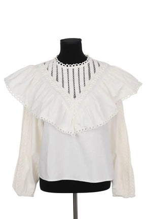 Blouse Sézane Amarine Blanc en Coton, taille XL - Seconde Main