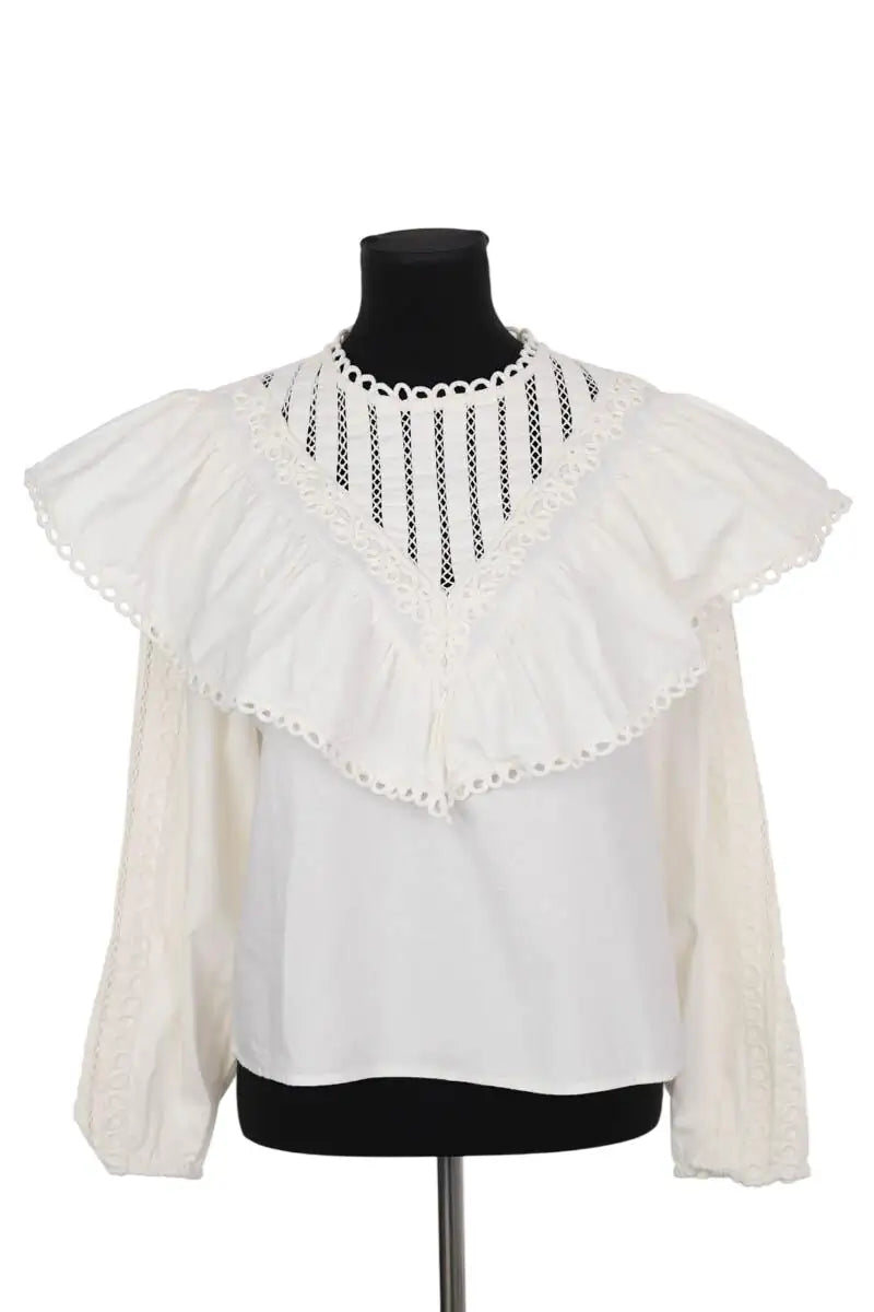 Blouse Sézane Amarine Blanc en Coton, taille XL - Seconde Main