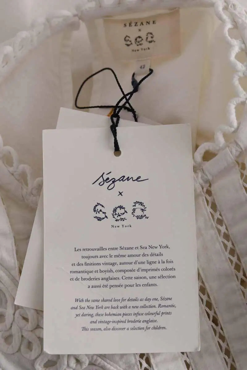 Blouse Sézane Amarine Blanc en Coton