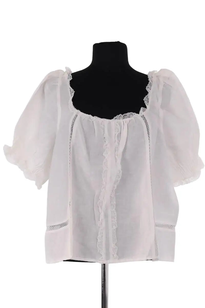 Blouse Sézane Blanc en Lin, taille M - Seconde Main