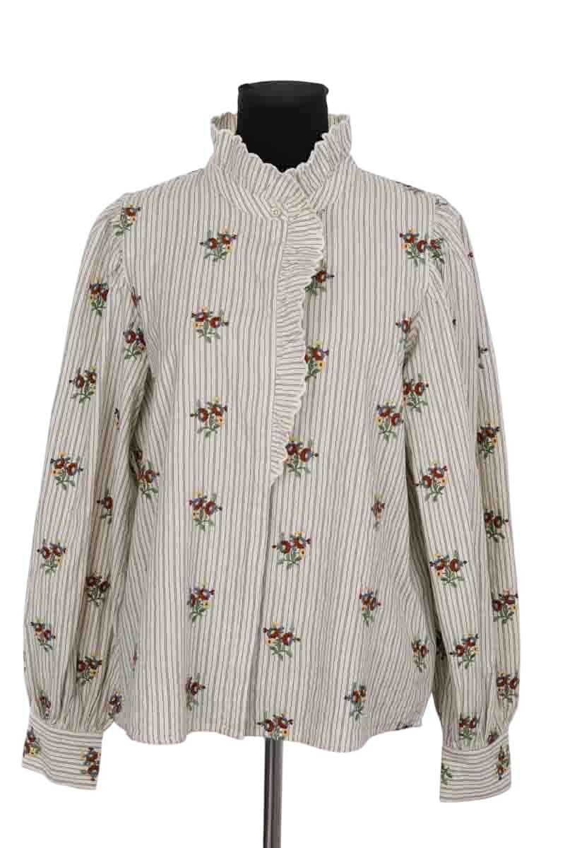 Blouse Sézane Sara Ecru en Coton, taille XL - Seconde Main