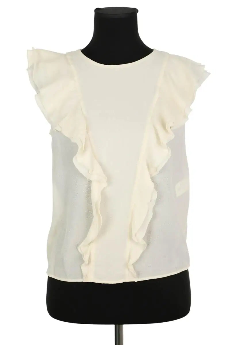 Blouse Tara Jarmon Ecru en Soie, taille S - Seconde Main
