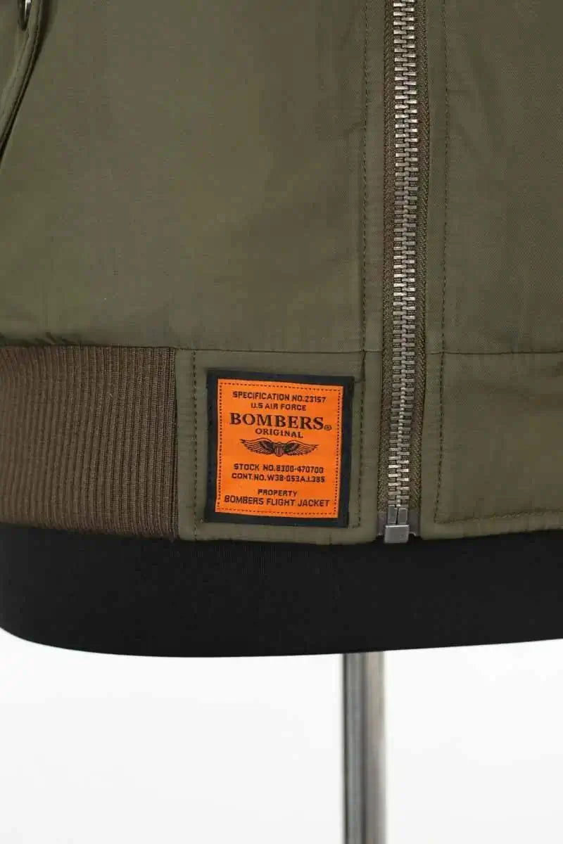 Blouson Bombers Kaki en Polyester