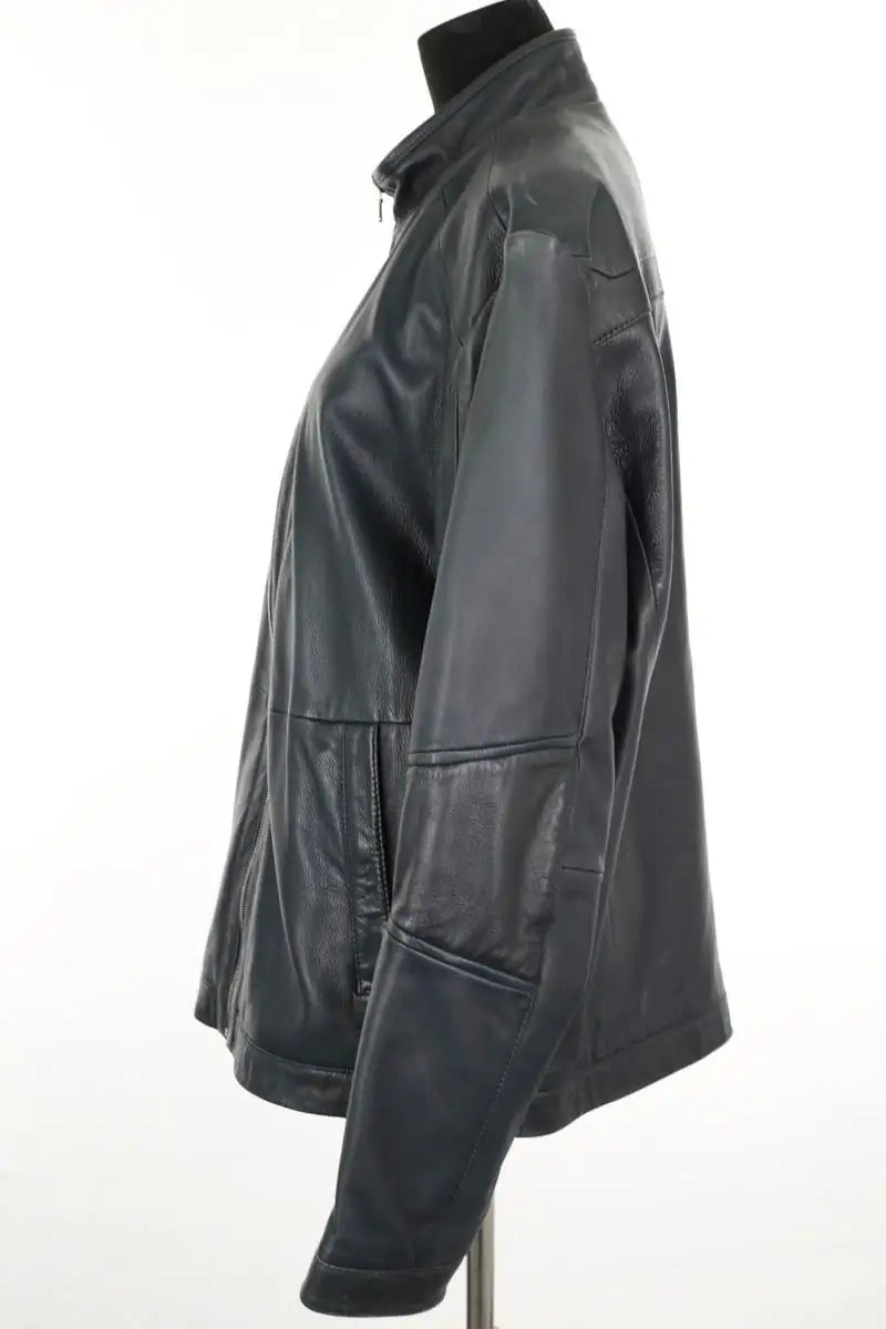 Blouson Boss Bleu en Cuir