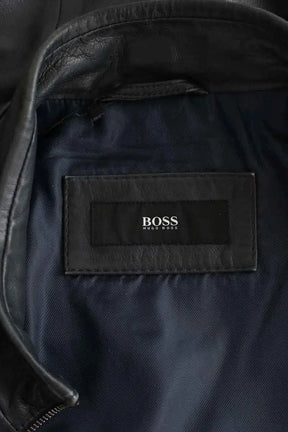 Blouson Boss Bleu en Cuir