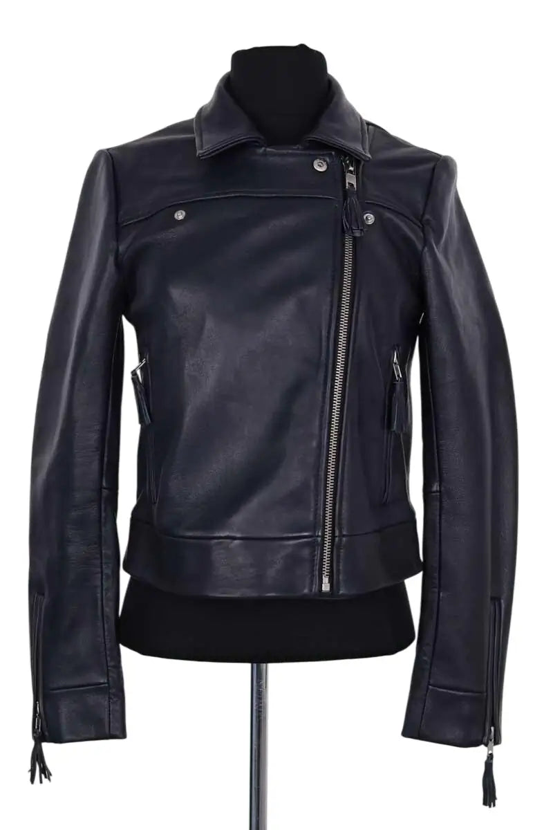 Blouson Claudie Pierlot Marine en Cuir, taille S - Seconde Main