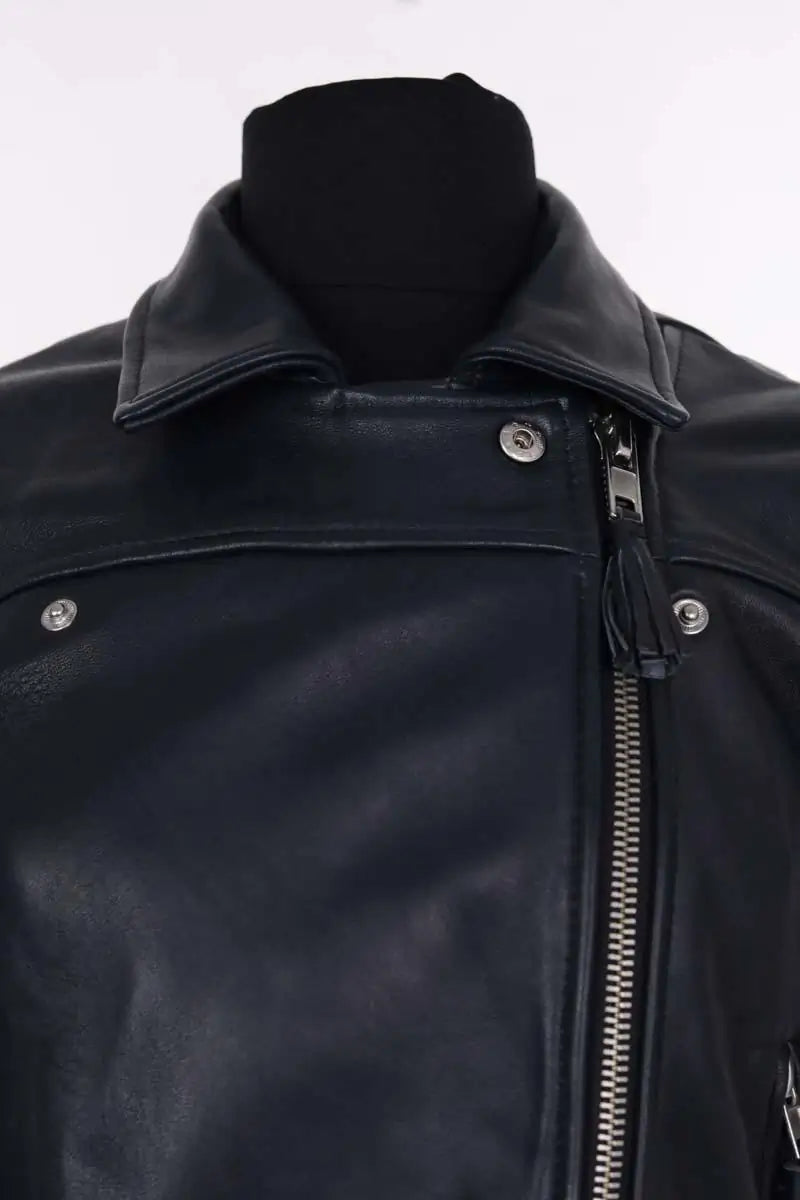 Blouson Claudie Pierlot Marine en Cuir