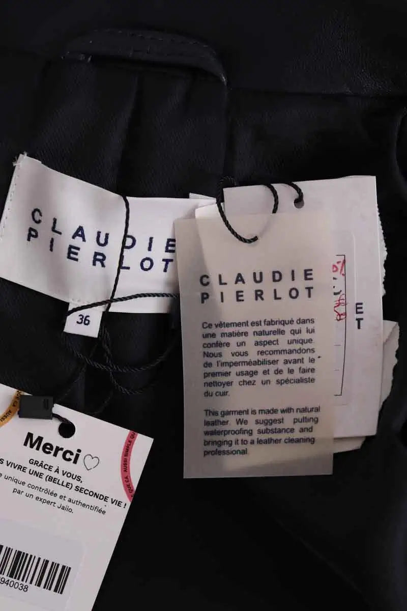 Blouson Claudie Pierlot Marine en Cuir