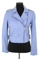 Blouson Iro Bleu en Cuir, taille L - Seconde Main