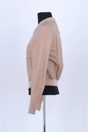 Blouson Maje Beige en Cuir