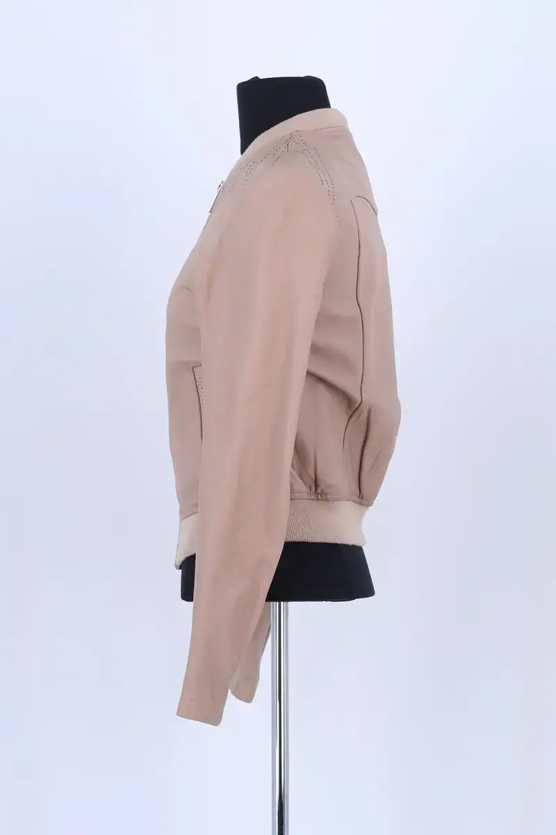 Blouson Maje Beige en Cuir