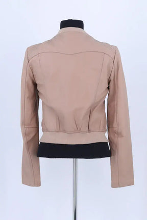 Blouson Maje Beige en Cuir