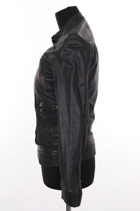 Blouson Maje Marron en Cuir