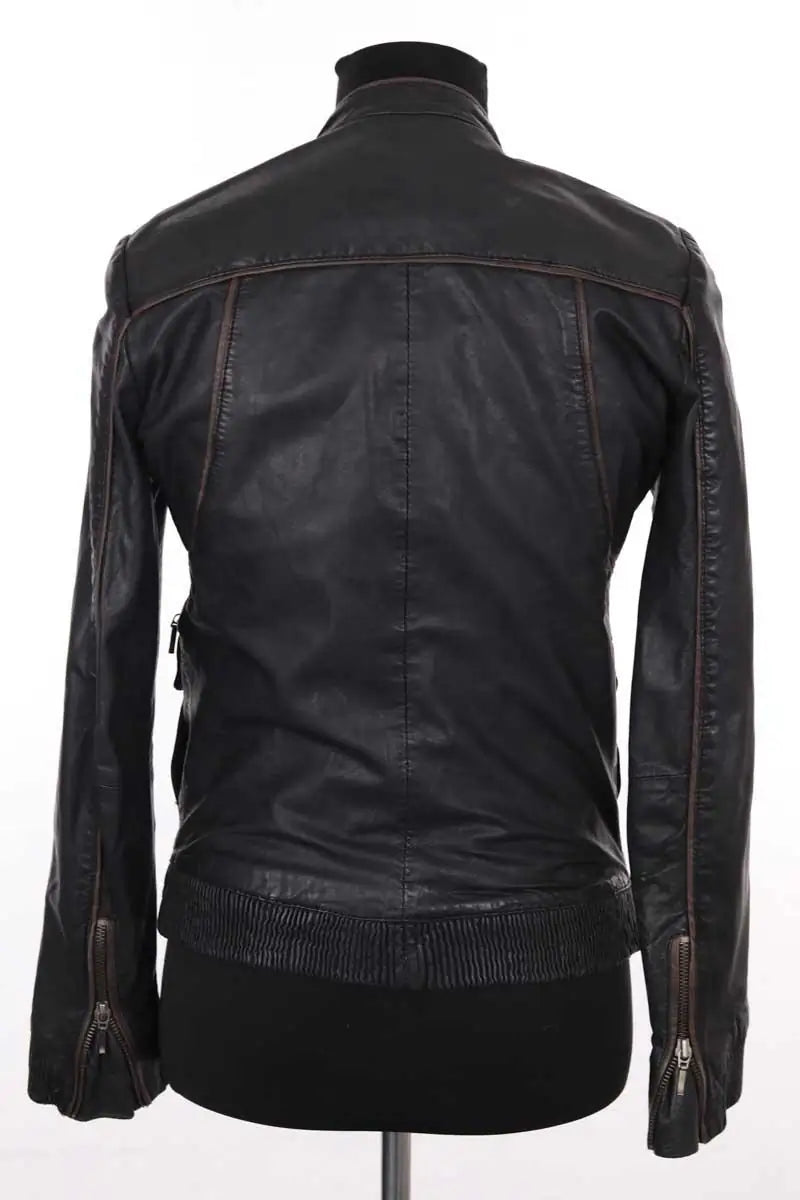 Blouson Maje Marron en Cuir