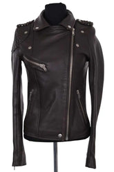 Blouson Maje Marron en Cuir, taille S - Seconde Main