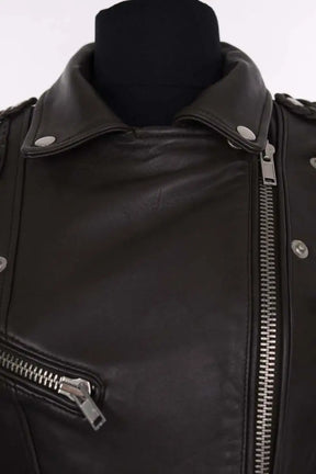 Blouson Maje Marron en Cuir