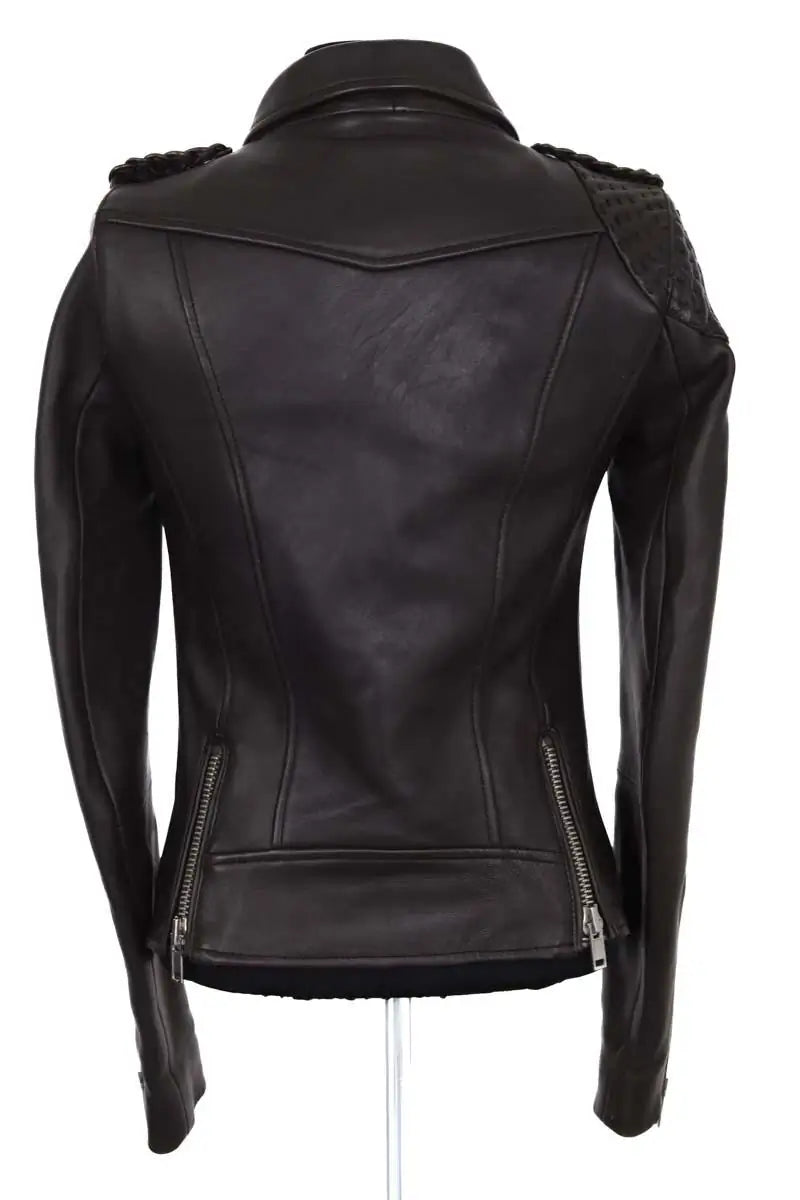 Blouson Maje Marron en Cuir
