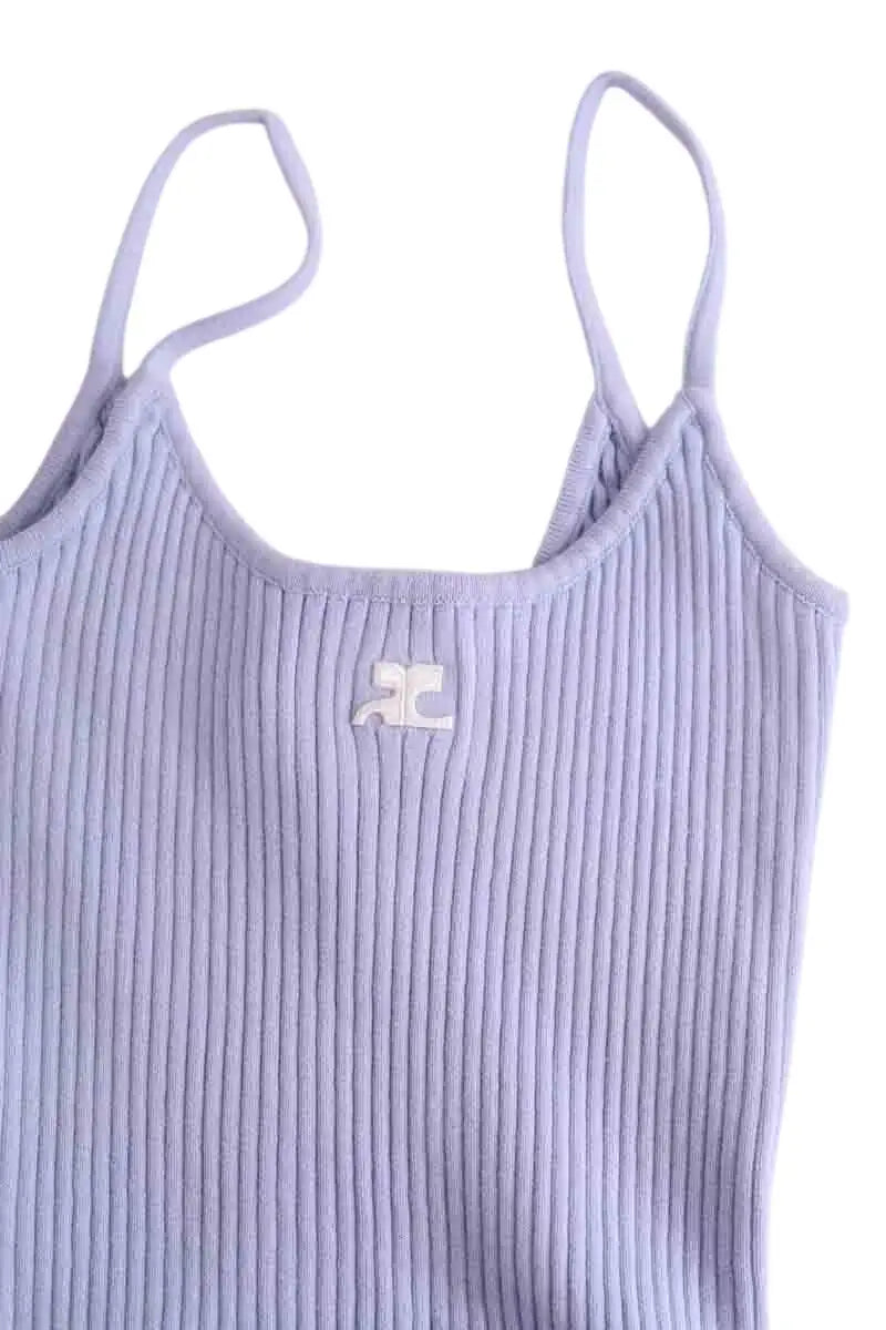 Top sans manche Courrèges Bleu en Viscose, taille S - Seconde Main