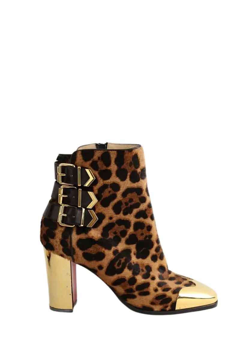 Boots à boucles Christian Louboutin Marron en Cuir, taille 38 - Seconde Main