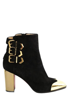 Boots à boucles Christian Louboutin Noir en Daim, taille 39 - Seconde Main