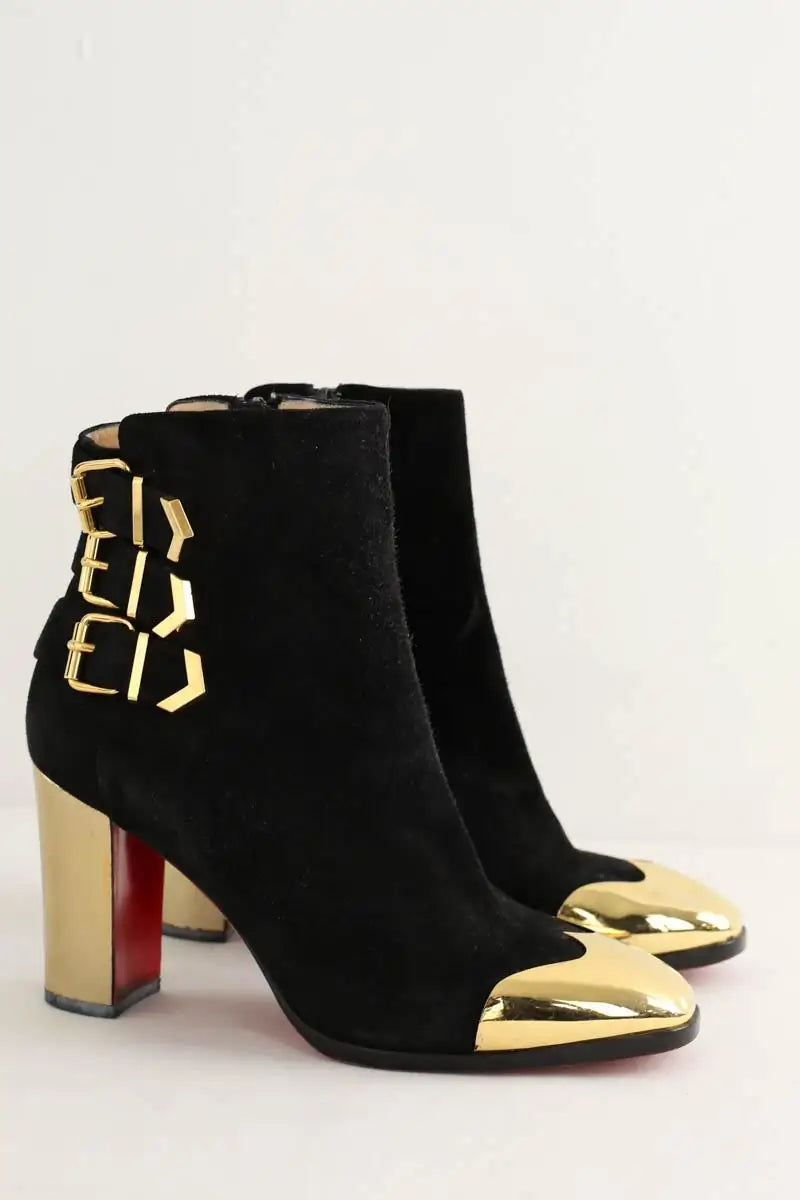 Boots à boucles Christian Louboutin Noir en Daim