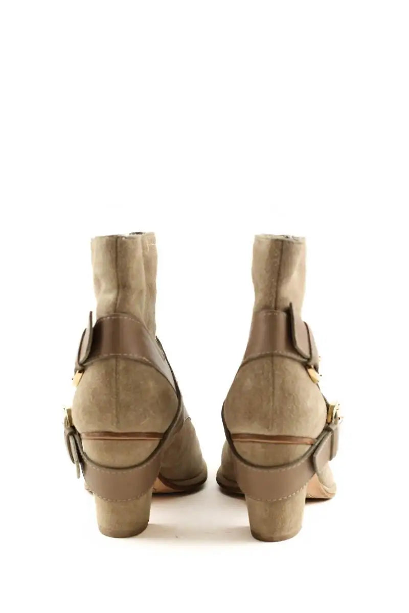 Boots à boucles Dior Beige en Daim
