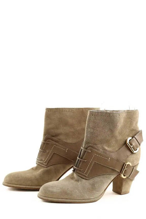 Boots à boucles Dior Beige en Daim