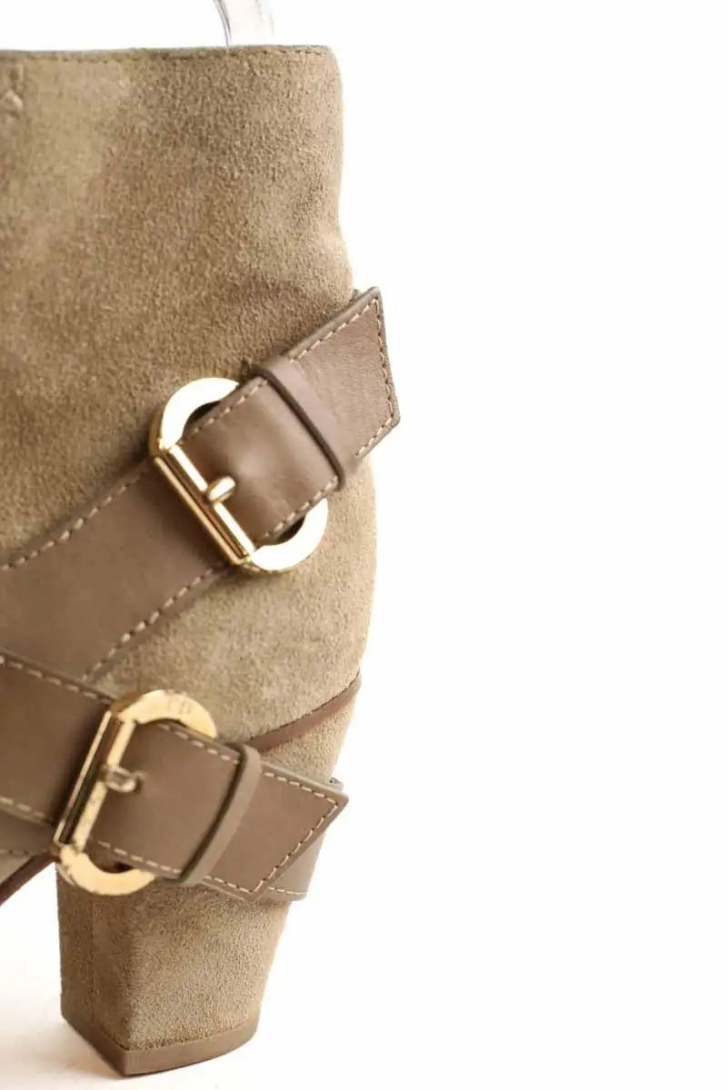 Boots à boucles Dior Beige en Daim