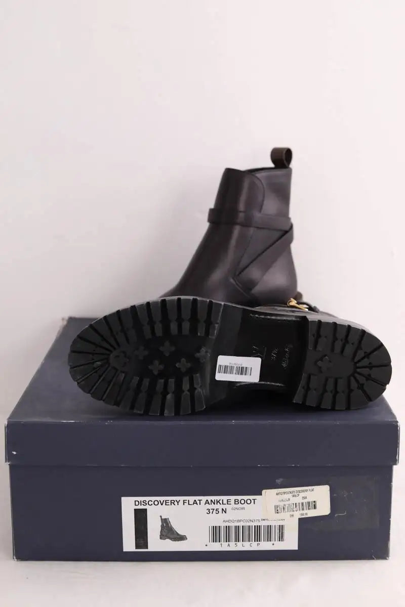 Boots à boucles Louis Vuitton Discovery Flat Noir en Cuir