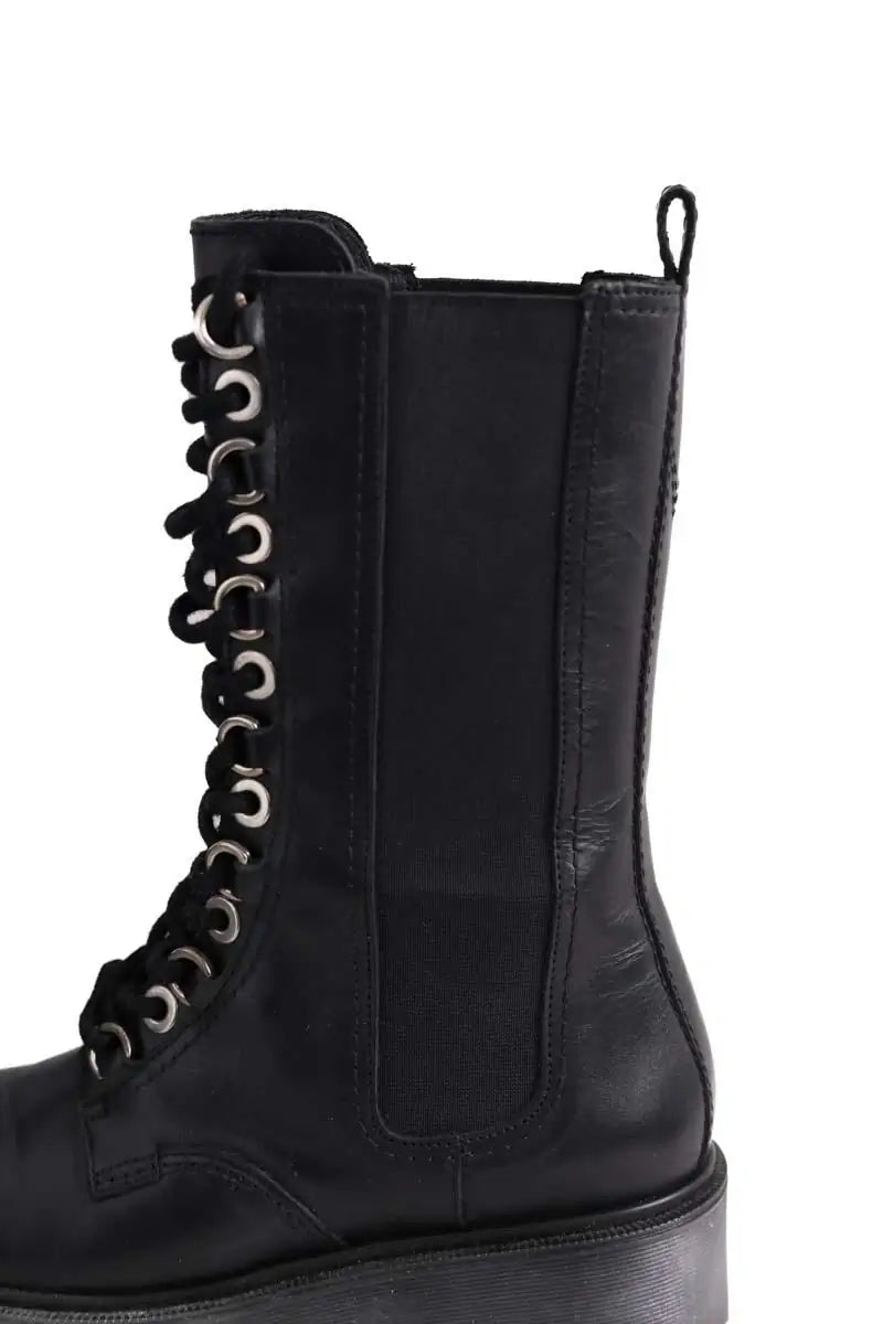 Boots à boucles Maje Noir en Cuir