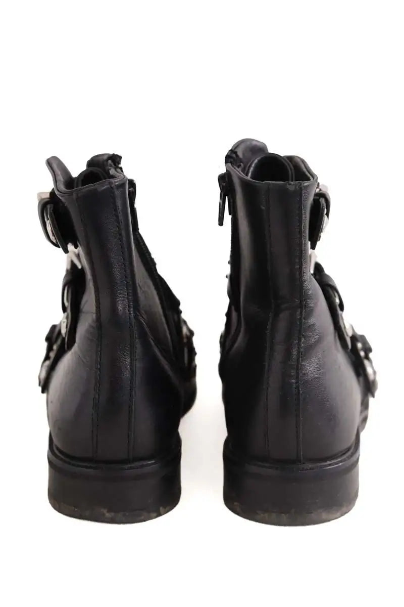 Boots à boucles Maje Noir en Cuir