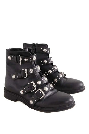 Boots à boucles Maje Noir en Cuir