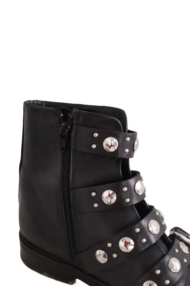 Boots à boucles Maje Noir en Cuir